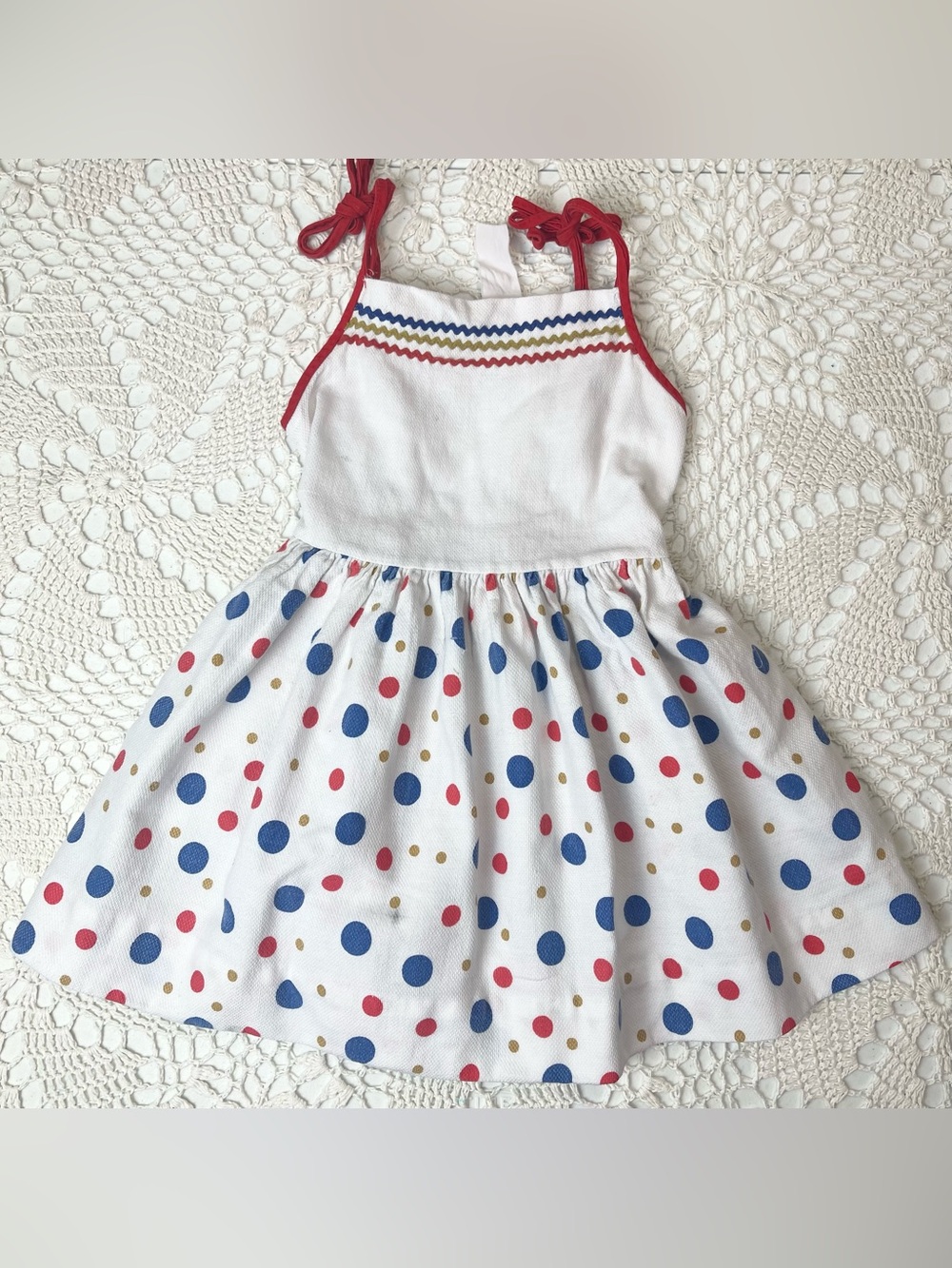 Vintage 1950s Baby Girl 4t Polka Dot Tie Strap Sun Dress